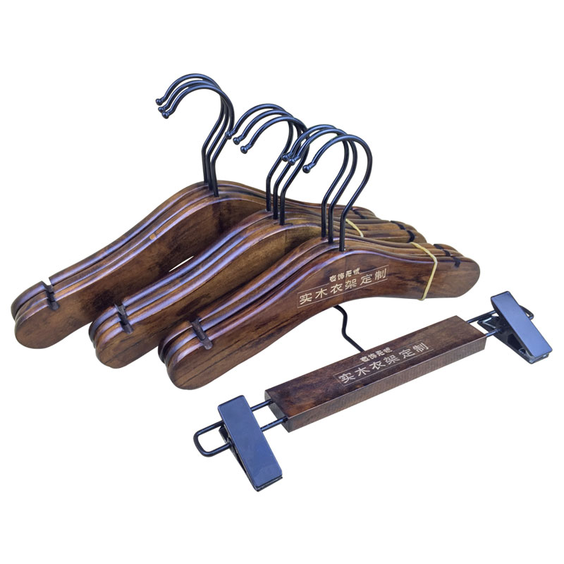 高档儿童衣架实木童装店复古色木头防滑衣架子大小童小号婴儿宝宝