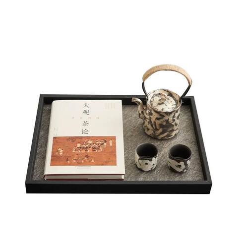 新中式展厅茶几茶具水墨风茶壶托盘工艺品组合软装酒店样板间摆件
