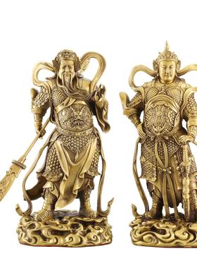 韦陀菩萨伽蓝菩萨关公武财神左护法铜像客厅摆件铜雕祥运古玩佛像