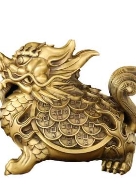 黄铜摆件神兽龙龟摆件富甲龙龟动物家居办公室避水金属摆件