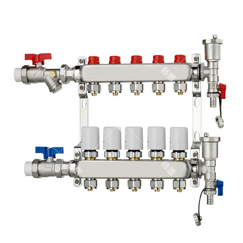 不锈钢分集水器304智能地热地暖管分集水器大流量分水器套阀