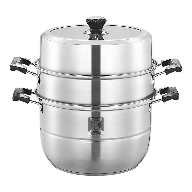 加厚304不锈钢蒸锅复底多层汤蒸锅家用三层蒸篦蒸鱼熬汤锅礼品锅
