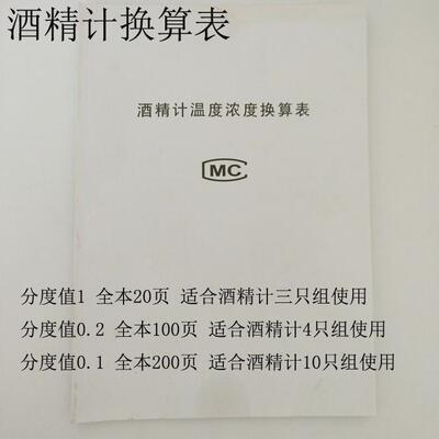 酒精计浓度温度换算表分度值0.1 0.2 1精密酒精温度和酒度对照表