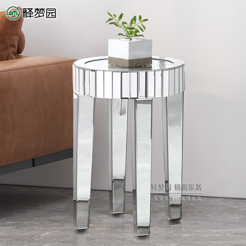 现代简约轻奢玻璃边几客厅小茶几现代网红角几镜面家具3075