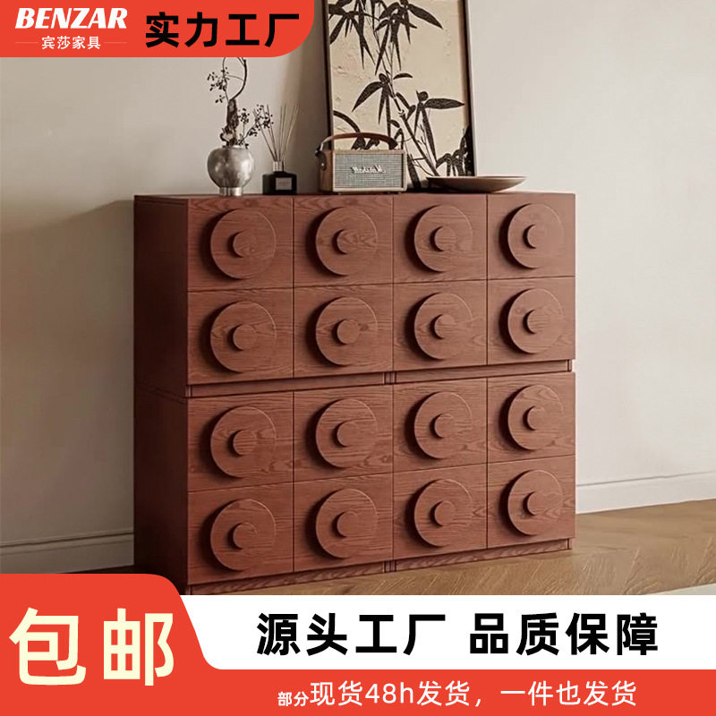 2024法式中古客厅玄关柜电视柜实木斗柜餐边柜床头柜卧室鞋柜家居