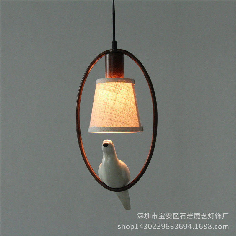 美式田园复古小鸟吊灯欧式铁艺树脂玄关吧台卡座吊灯鸽子吊灯