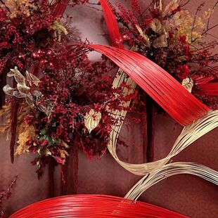 红色竹排竹编竹片竹篾条婚庆装饰道具吊顶创意材料花艺竹艺造景