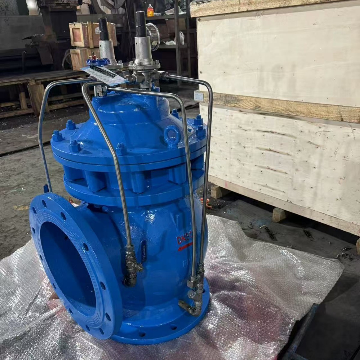 DN800大口径GA6700-10Q隔膜角式水击泄放阀球墨QT450铸铁法兰连接