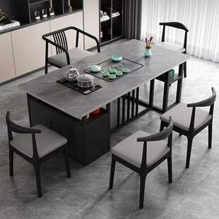 岩板茶台轻奢办公室茶桌现代简约家用阳台茶几桌功夫泡茶桌高级感