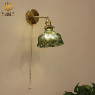 复古拉线壁灯北欧民宿床头餐厅饭厅咖啡厅玻璃网红自带开关灯具