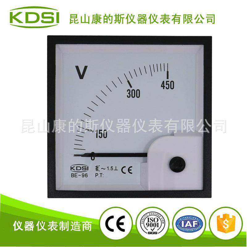 供应-60℃正常使用指针表BE-96AC450V交流电压表固定式安装
