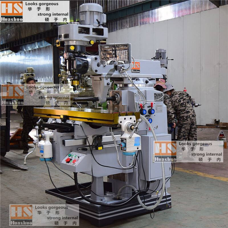全新5HW炮塔铣床5HP马力NT40主轴带齿轮卧铣功能立柱滑块双矩形