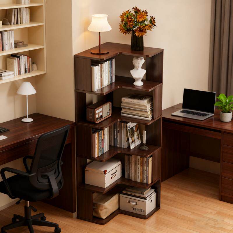 实木转角书架落地置物架家用客厅角柜墙角收纳架卧室拐角简易书柜