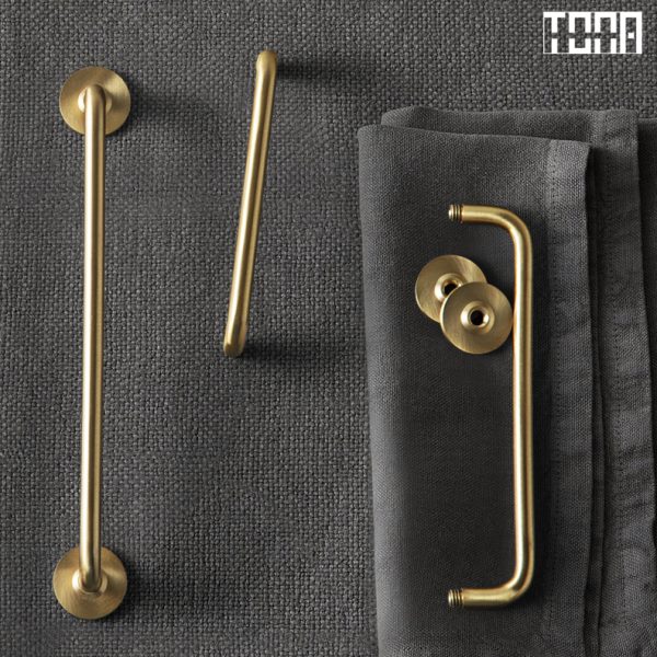 与流放.同那TONA 黄铜中古风拉手抽屉橱柜衣柜门把手全铜柜门拉手