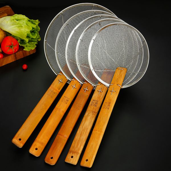 不锈钢漏勺过滤网超细商用密漏网筛厨房捞面捞勺手工编织沥水笊篱