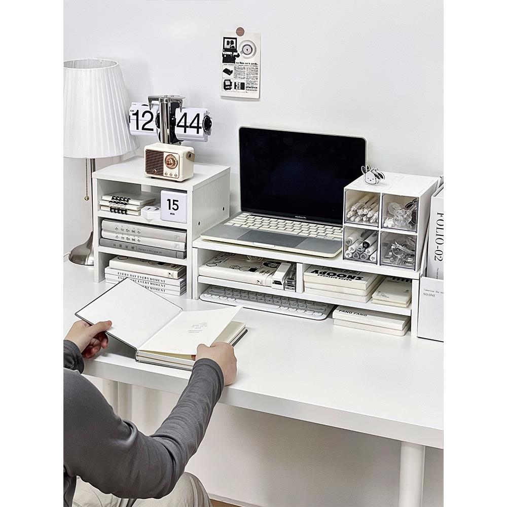 电脑增高架书桌笔记本置物架书立收纳盒学生宿舍电脑桌面改造马小