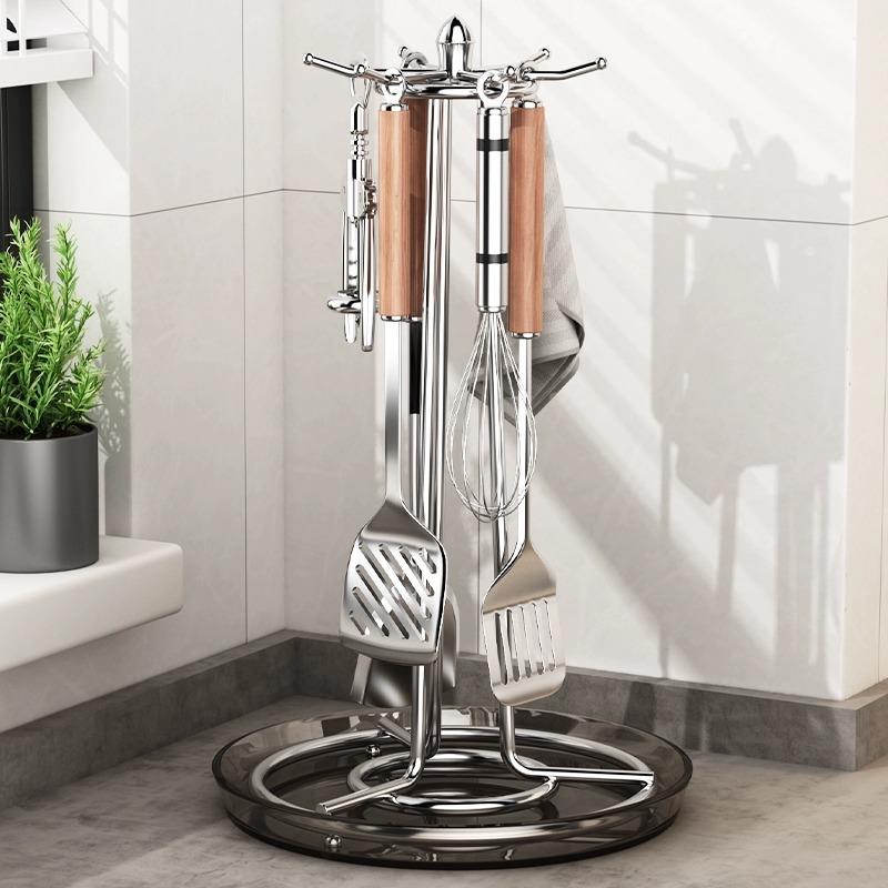 旋转锅铲架台面家用厨房置物架桌面挂勺子铲子支架汤勺厨具收纳架