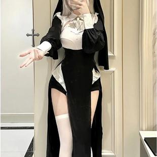 优雅显瘦女仆风连衣裙纯欲大码 cosplay服装 修女服性感紧身服变装