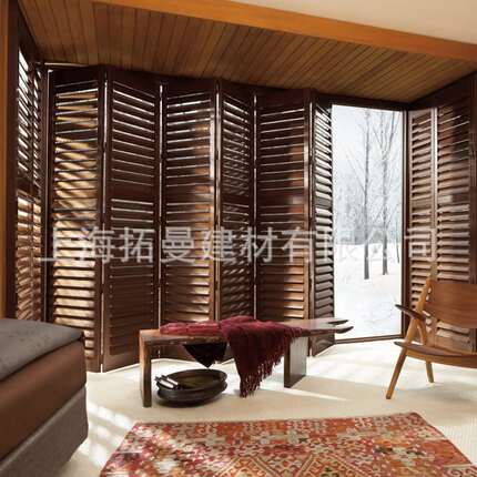 加工透气实木活动百叶窗百叶门  椴木百叶衣帽间隔断门木百叶气窗