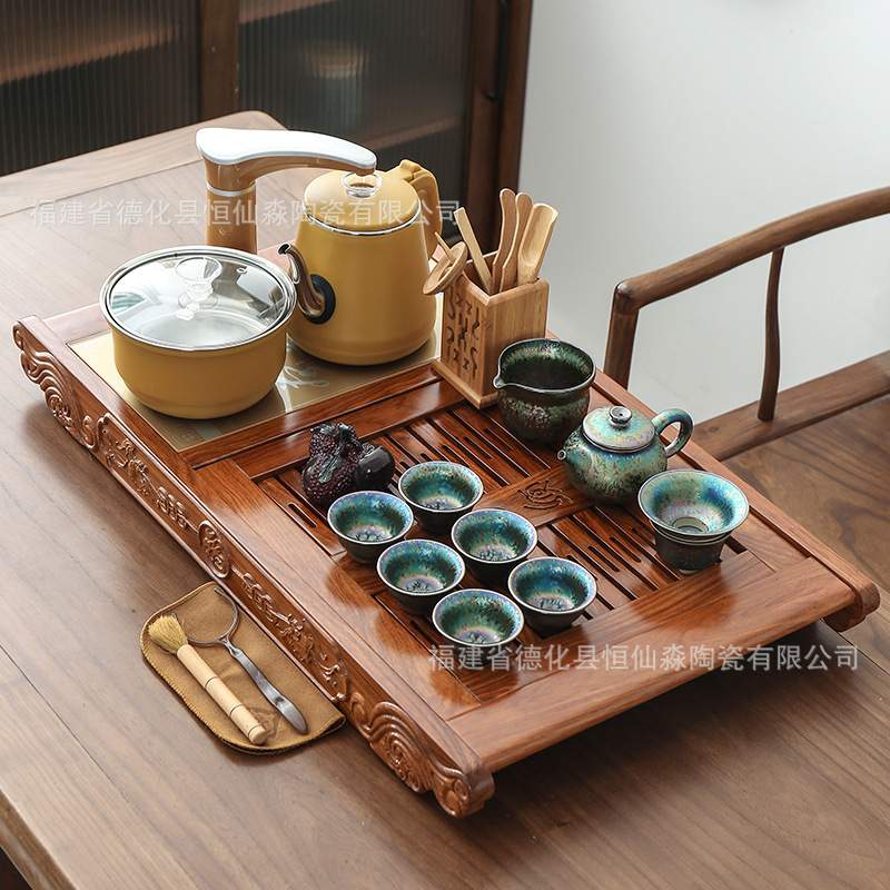 茶具套装家用一体式功夫紫砂陶瓷全自动四合一电磁炉茶道实木茶盘