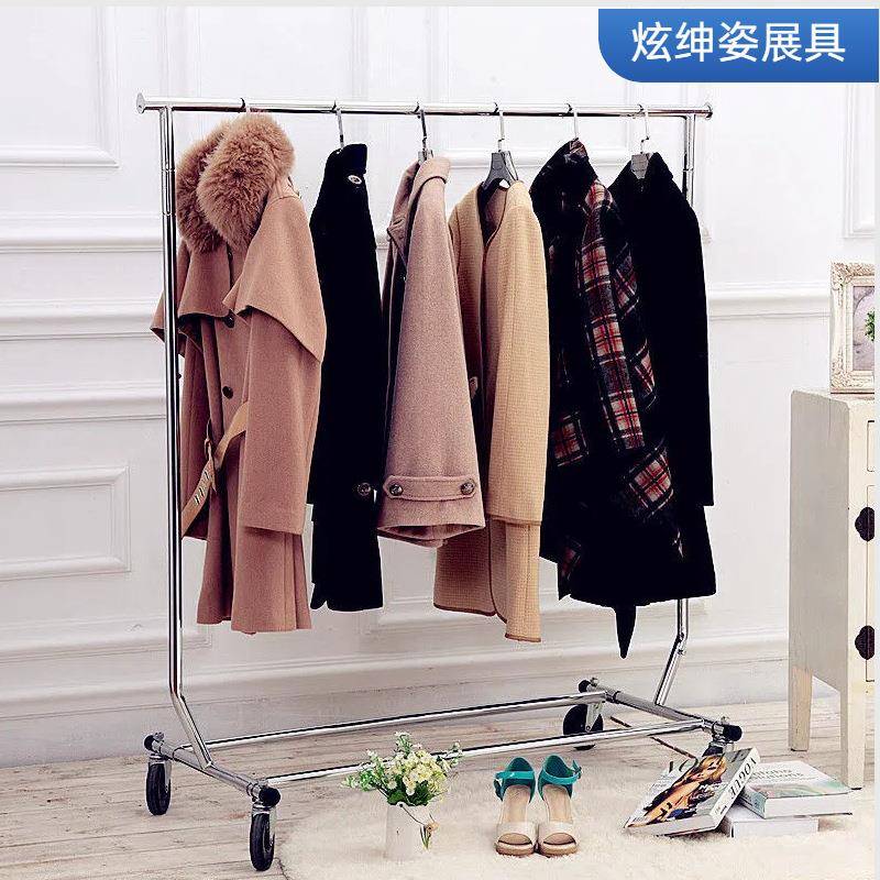 服装店可移动伸缩折叠龙门架大轮单杠可拆卸晒衣架展会促销挂衣架
