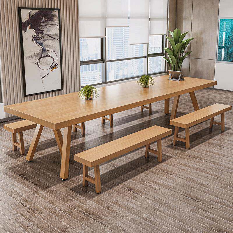 会议桌简约现代大板桌工作台长条桌公司会议室长桌子实木办公桌椅