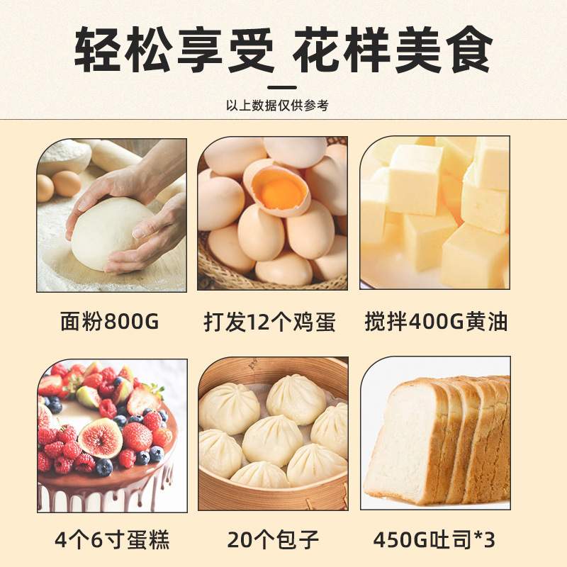 多功能大容量和面机5L揉面打蛋奶油全自动不锈钢商用厨师机家用
