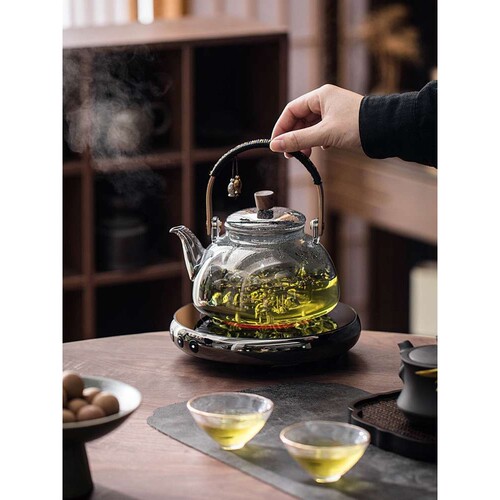 煮茶器玻璃烧水壶蒸煮茶壶电陶炉白茶家用茶具小型养生煮茶炉套装