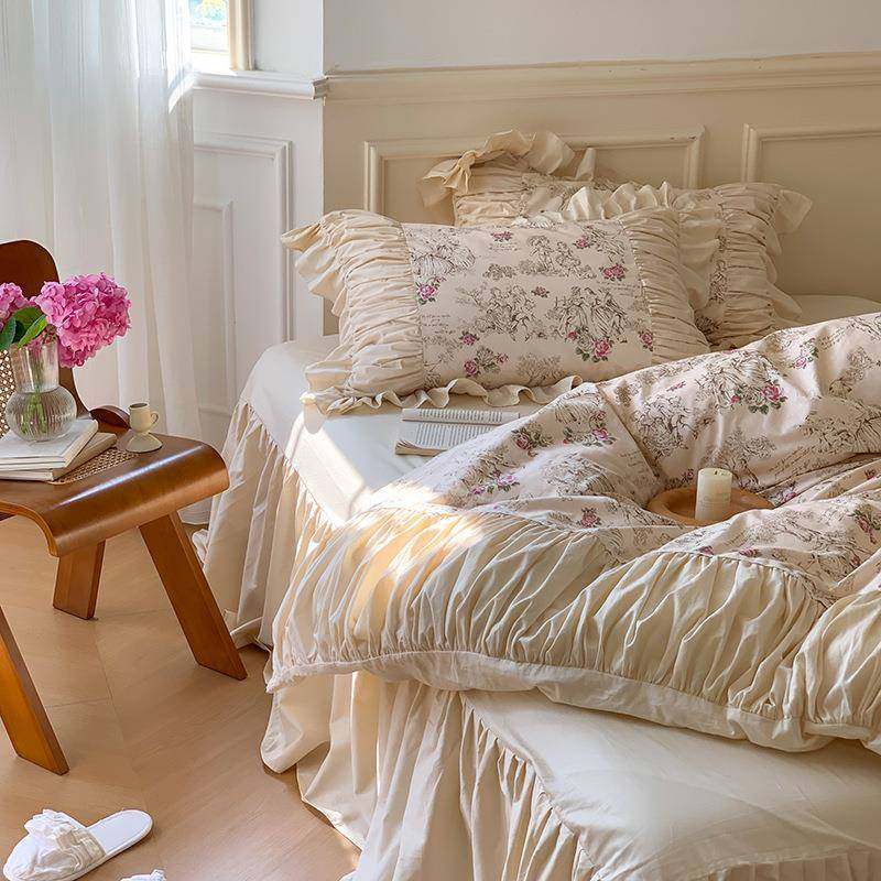 贵妇玫瑰~法式褶皱全棉床上四件套100纯棉蕾丝花边被套高档床裙款,农机/农具/农膜,其它农用工具,淘宝优惠券,粉丝福利购,淘宝优惠卷