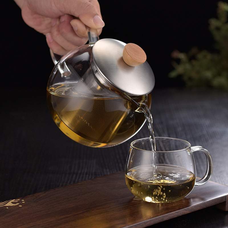 人马玻璃茶壶不锈钢泡茶壶家用过滤茶具加厚大容量煮茶器电陶炉适