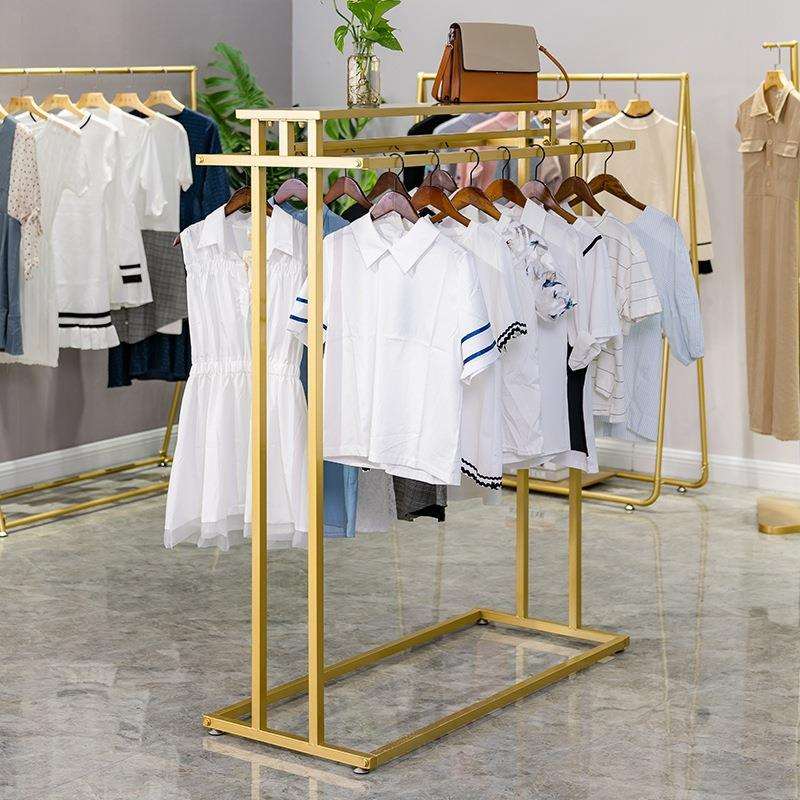 服装店中岛架货架落地式童装展示架女装店中间双排挂衣架外贸