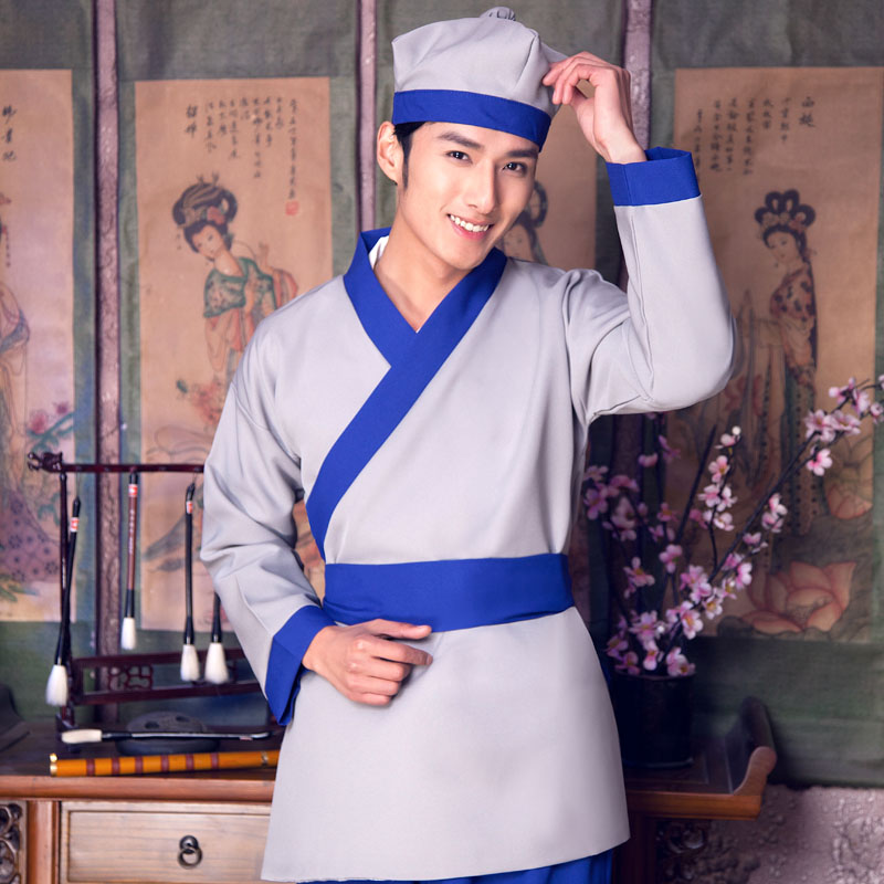 速发古装酒服古代生丁小二仆人书家平民演出茶馆汉店工作服装男表