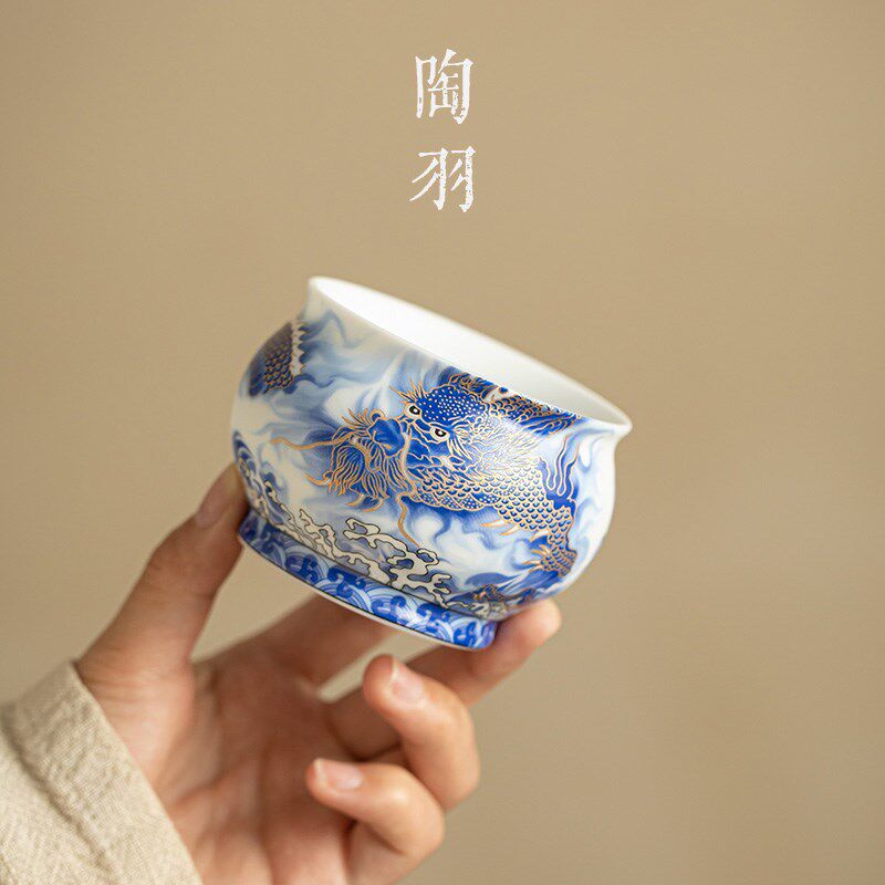 速发羊脂玉瓷龙腾盛世金钟杯主人杯单杯茶杯茶盏个人专用大容量品