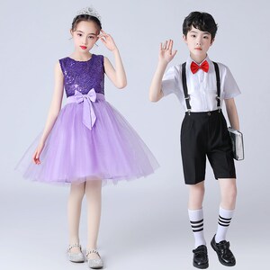 速发六一儿童合唱服中小学生朗诵表演服大礼蓬团男童唱蓬裙合服