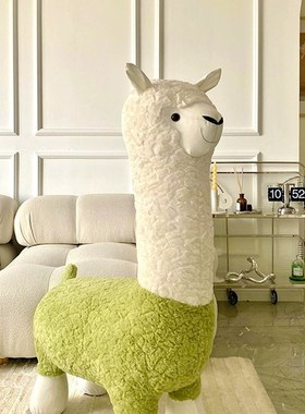 速发摆意羊驼座椅凳装动物坐凳落地创件客厅子饰乔迁新居搬家礼物