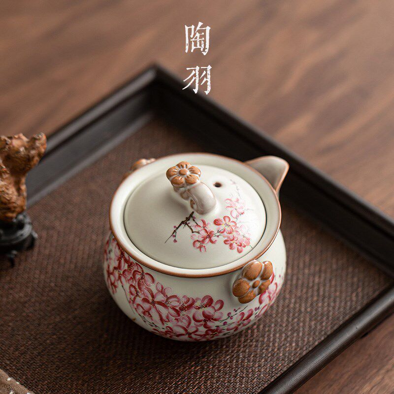 速发汝窑梨花猪油冻如意宝瓶盖碗高端不烫手泡茶壶手抓壶士专用茶