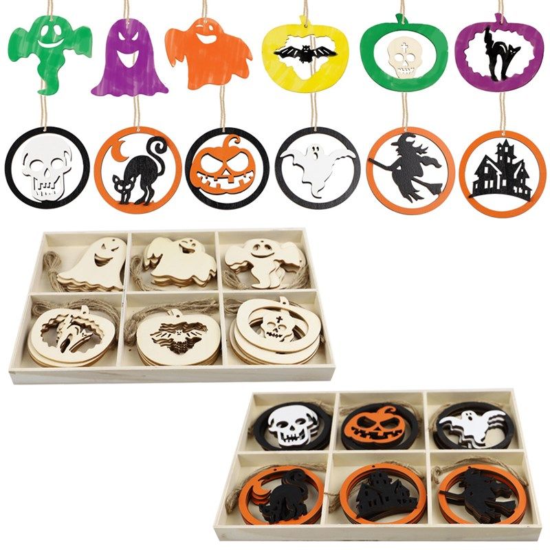 20pcs Wooden Party Decoration pendant DIY props Halloween