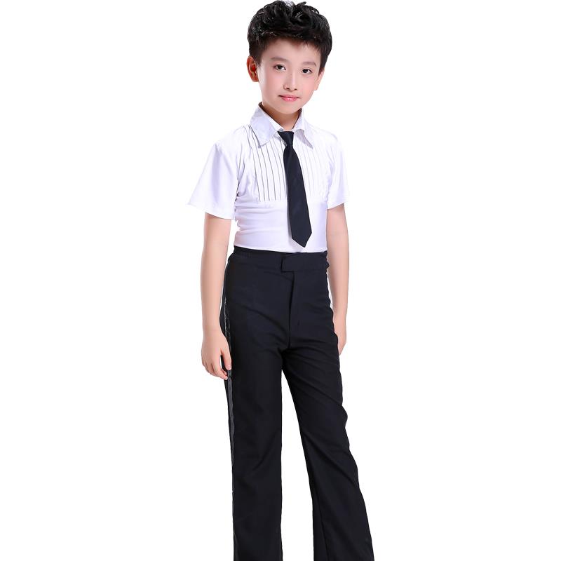 l儿童拉丁舞蹈服装男童出短袖夏季练功少服儿演比新赛考级表演服