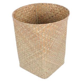 Wicker Waste Basket Bins Lids Rattan Trash Can Basket Lid
