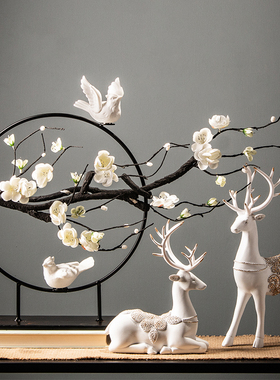 新中式家居客厅玄关禅意软装饰品创意摆设家具电视柜酒柜铁艺摆件