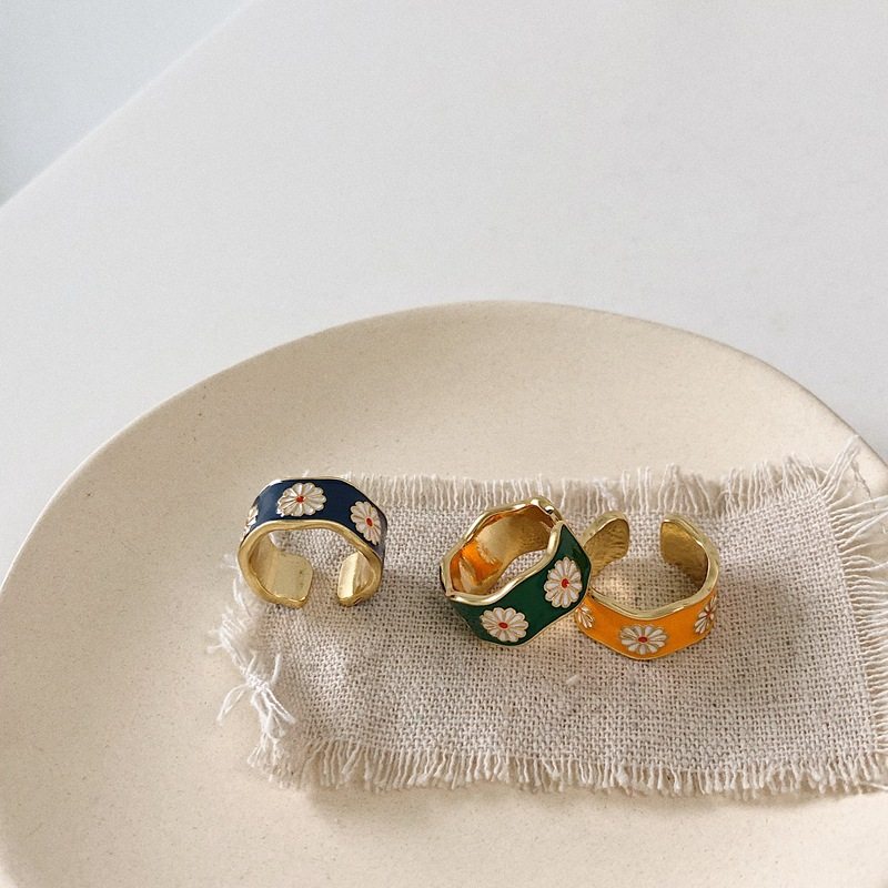 New Korean Style Flower Rings for Women Punk ndy Vintage Plu
