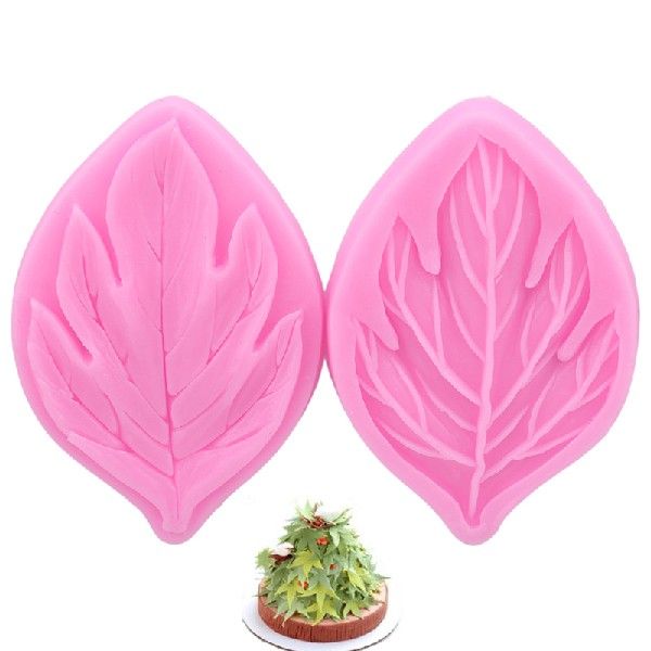 2pcs/set Maple Leaf Veiner Silicone Texture Cake Mold