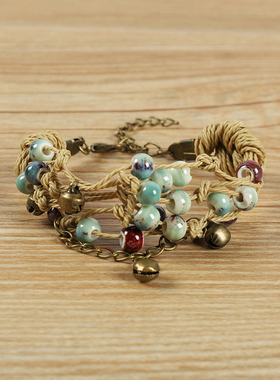 【小文精选青春派】波西米亚民族风硕果陶瓷手錬森系沙滩小清新手