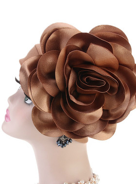 Fashion Big Flower Turban Hat Women Muslim Hijabs Cap India