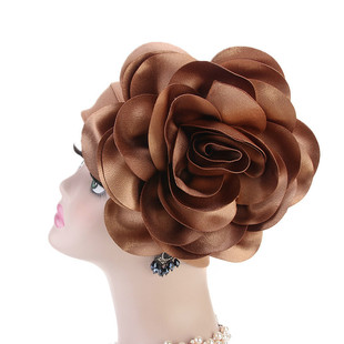 Fashion Big Flower Turban Hat Women Muslim Hijabs Cap India