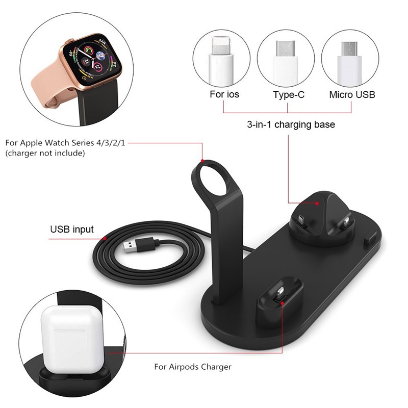 3 in 1 Charging Stand for iWatch Apple Watch Series 5 4 3 2
