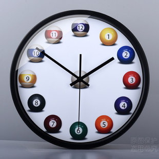 台球装饰饭厅酒吧俱乐部迪厅简约创意挂钟客厅健身房艺术静音钟表
