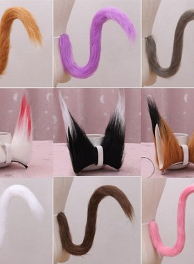 Jepit Rambut Telinga Bulu Rubah Kucing Hiasan Kepala Ekor Pa