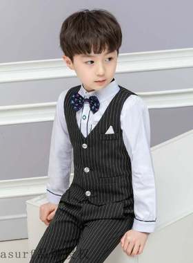 2020 boys Autumn New vest two-piece suit Korean stripe sli
