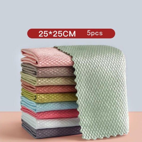 5Pcs Kitchen Anti-Grease Wiping Rags Efficient Fish Scale